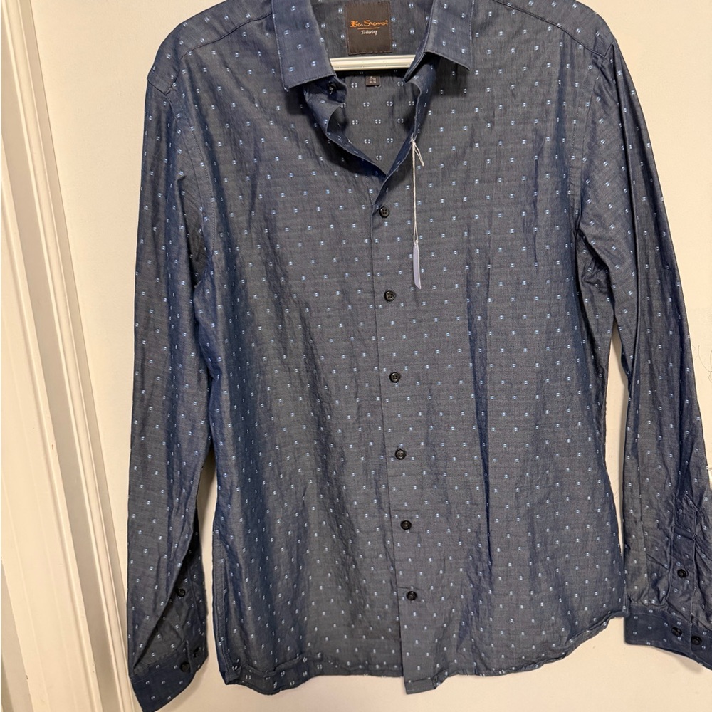 Ben Sherman Navy Patterned Button Down Shirt - image 1